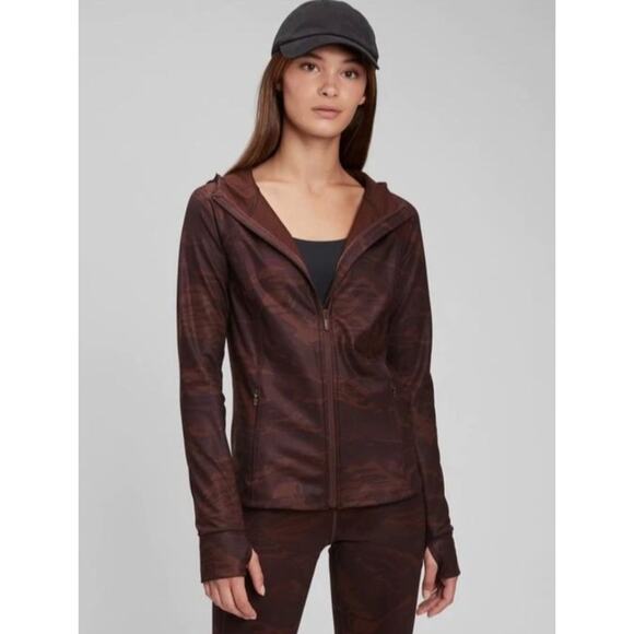 GapFit Recycled Brushed Power Jacket NWT - XL TALL Camo Brown #706805 - Picture 1 of 6